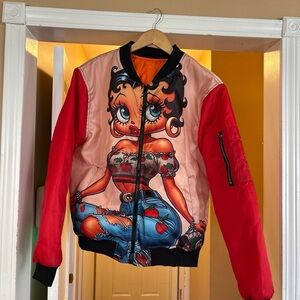 Betty Boop Colorful Cartoon Print Bomber Jacket